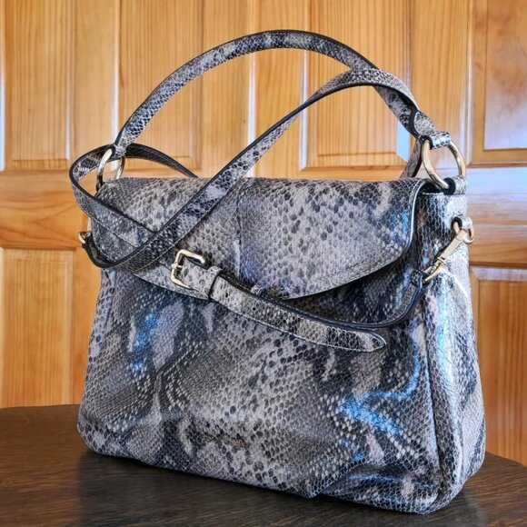 Genuine Leather Snake Python Print Embossed Tote Handbag, Cole Haan, NWOT - Picture 1 of 10